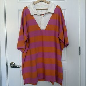 Daily Practice By Anthropologie Rugby Mini Dress Pink Stripe Size XL NWT Cotton